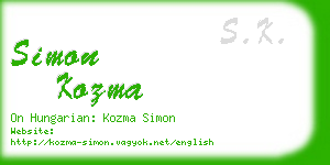 simon kozma business card